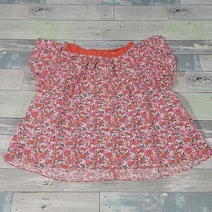 Goldie Lew Floral Print Cropped Shirt/Top sz Large